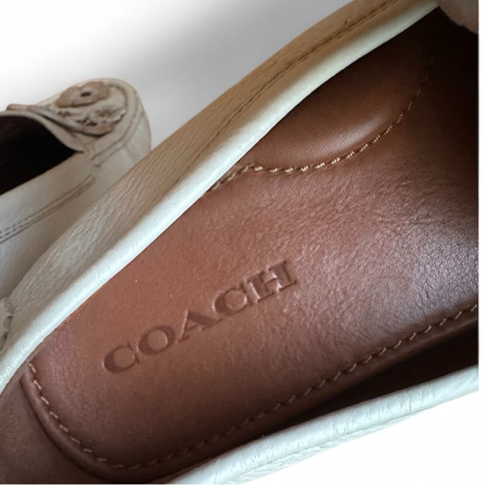 Coach White Floral Appliqué Leather Loafers - Picture 6 of 7